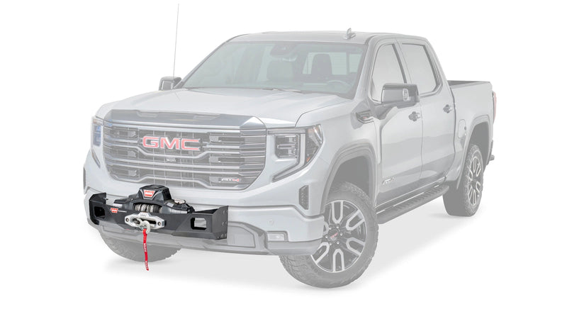 Warn Trans4mer Gen III Mounting Brackets for 2019-2021 GMC Sierra 1500, ghost view with the vehicle faded out