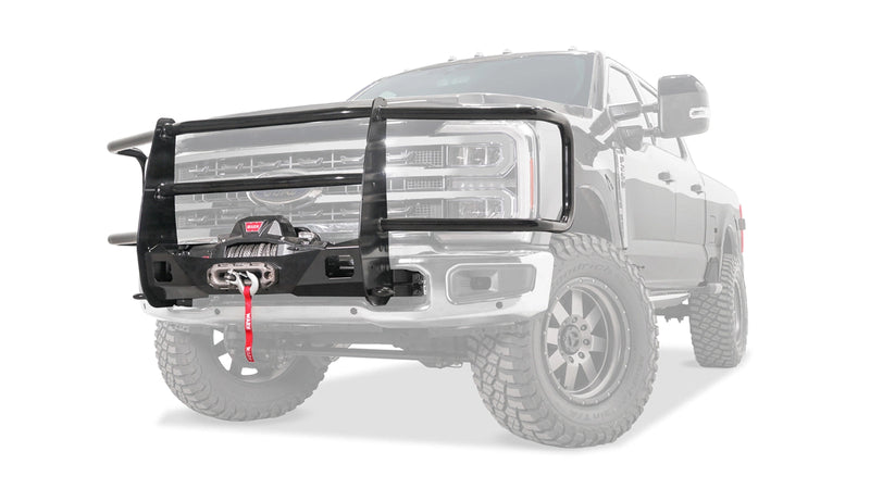 Warn Trans4mer Gen III Full Grille Guard with Headlamp Guards for 2023-2026 Ford F-250/F-350/F-450/F-550 Super Duty, ghost view with the vehicle faded out