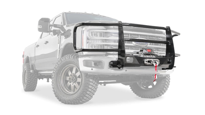 Warn Trans4mer Gen III Full Grille Guard with Headlamp Guards for 2023-2026 Ford F-250/F-350/F-450/F-550 Super Duty, ghost view with the vehicle faded out