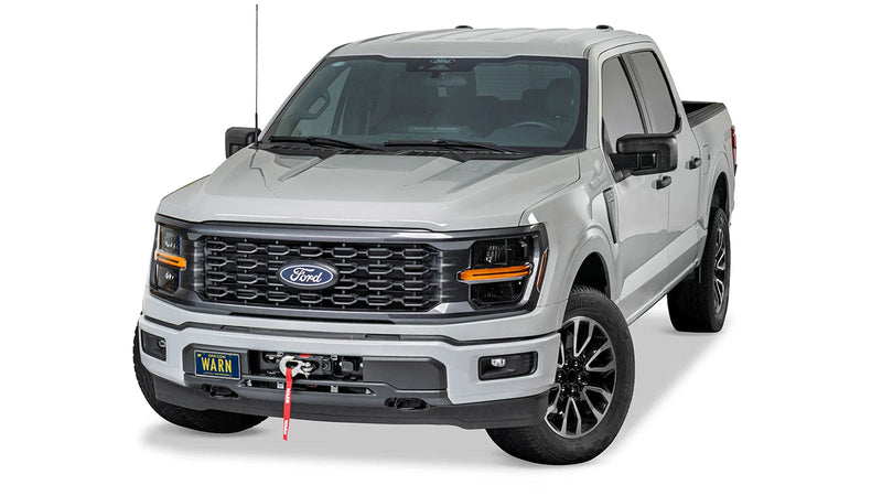 Warn Fully Hidden Winch Mount Kit for 2024-2026 Ford F-150, shown installed on the vehicle