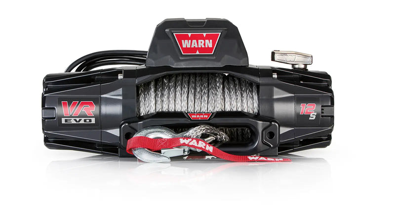 Warn VR EVO 12-S Winch with synthetic rope, front view