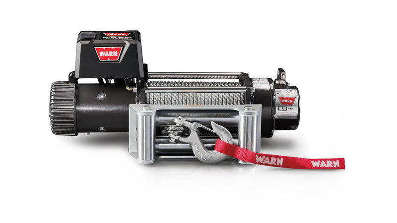 Warn 9.5XP Winch with steel wire rope, front view