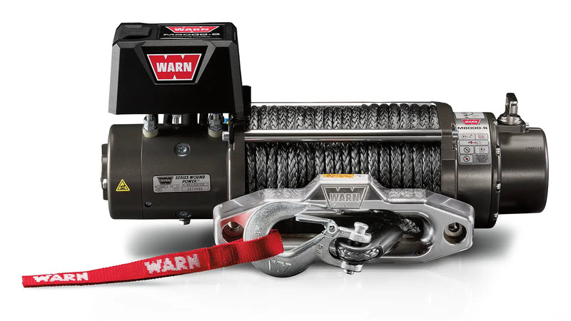 Warn M8-S Winch with synthetic rope, front view