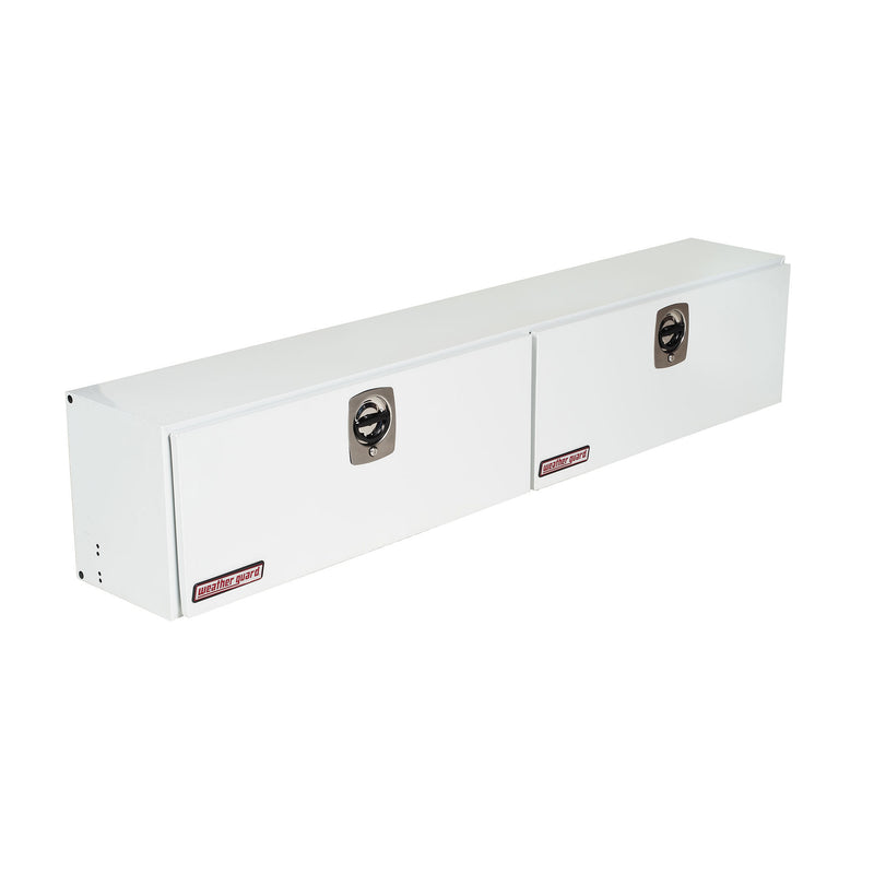 Weather Guard 291-3-02 Super Hi-Side box in brite white, front three-quarter studio view with the doors closed