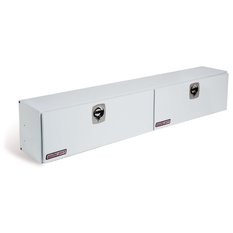 Weather Guard 296-3-02 Hi-Side box in brite white, front three-quarter studio view with the doors closed