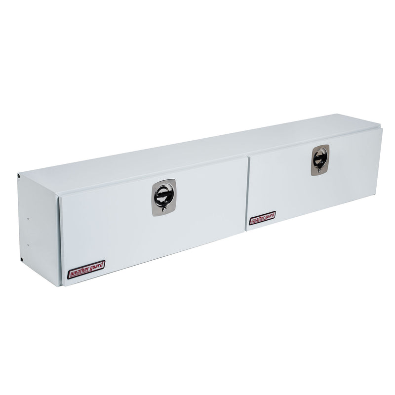 Weather Guard 297-3-02 Jumbo Super-Side box in brite white, front three-quarter studio view with the doors closed
