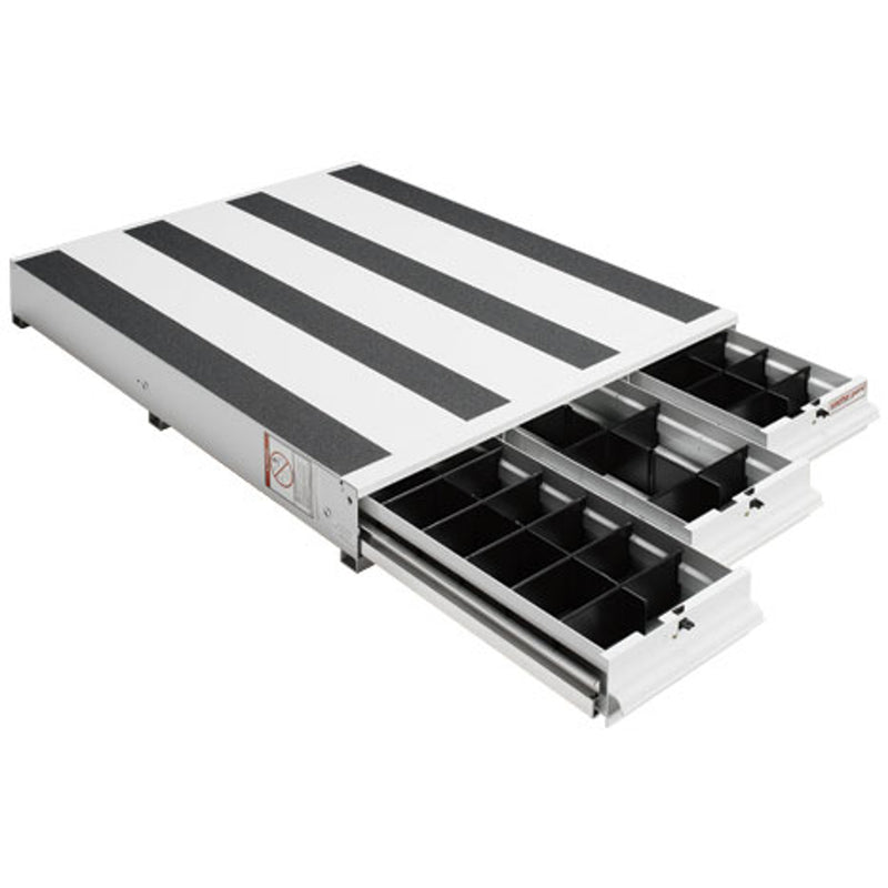 Weather Guard 317-3 ITEMIZER aluminum drawer unit in white, three-quarter hero view