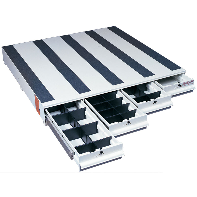 Weather Guard 318-3 ITEMIZER aluminum drawer unit in white, three-quarter hero view