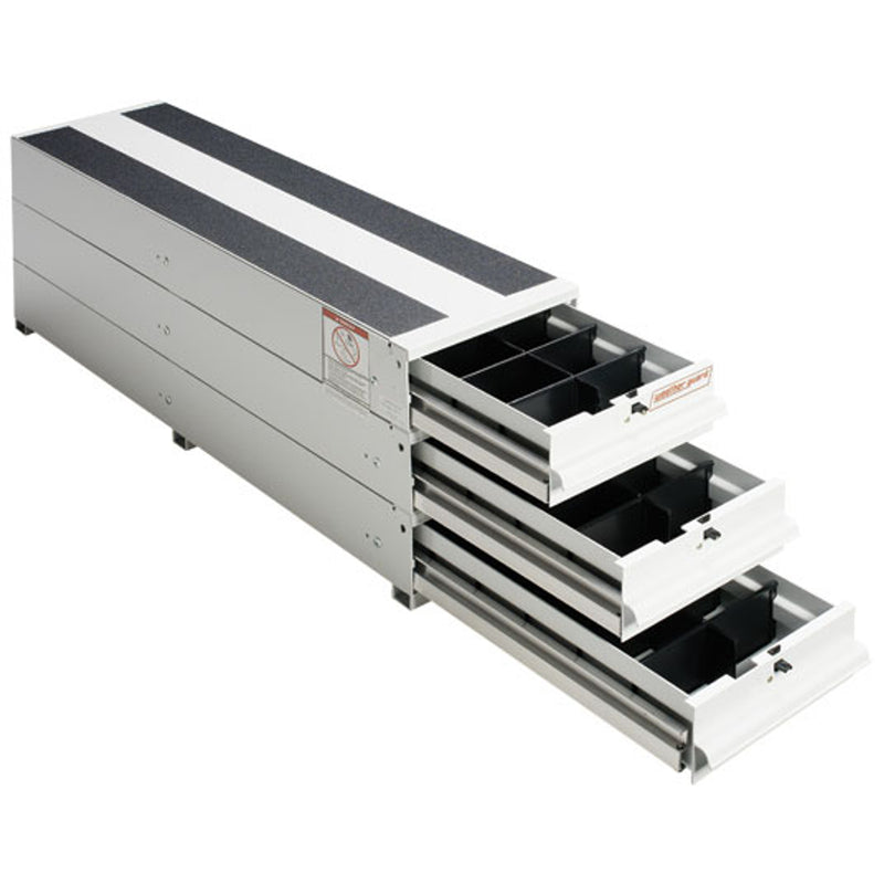 Weather Guard 327-3 ITEMIZER aluminum drawer unit in white, three-quarter hero view