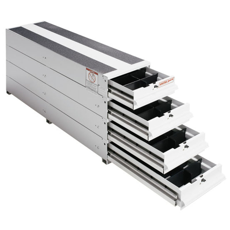 Weather Guard 328-3 ITEMIZER aluminum drawer unit in white, three-quarter hero view