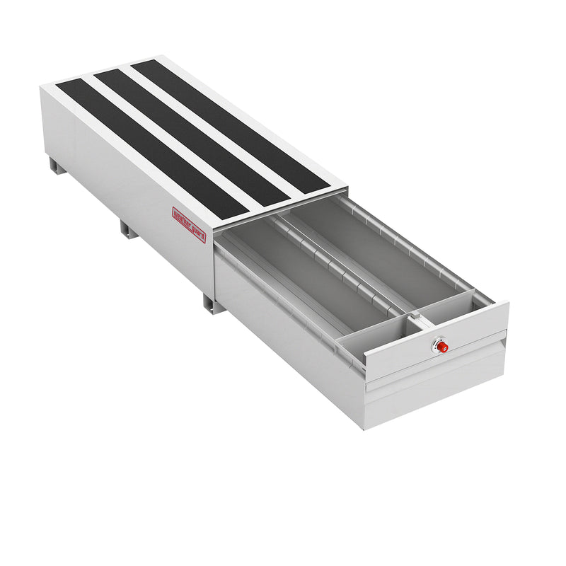 Weather Guard 336-3-04 PACK RAT drawer unit in white with the drawer pulled fully open on its slides