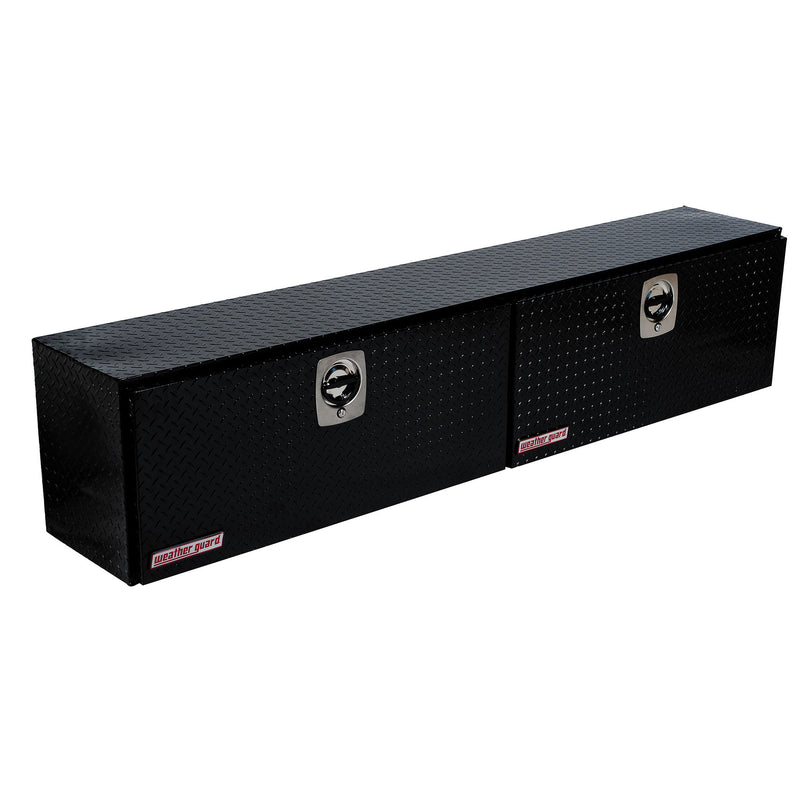 Weather Guard 391-5-02 Super Hi-Side box in gloss black, front three-quarter studio view with the doors closed
