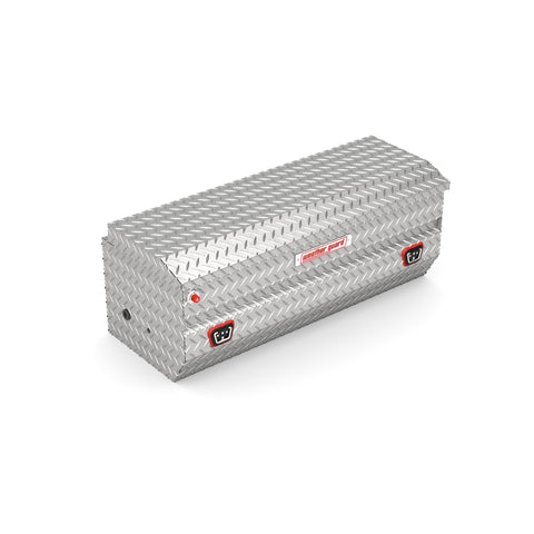 Weather Guard 624-0-04 All-Purpose Chest in bright aluminum diamond plate, front three-quarter studio view with the lid closed