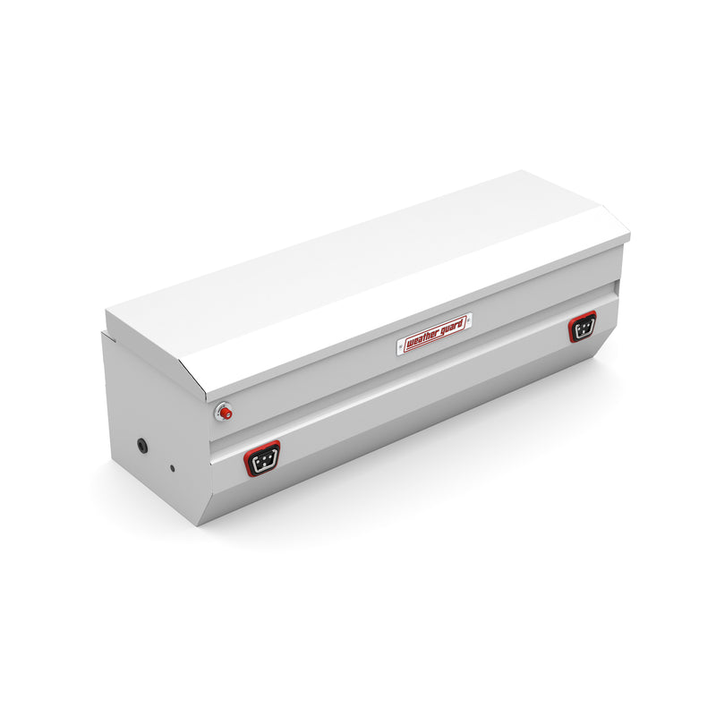 Weather Guard 635-3-04 All-Purpose Chest in brite white, front three-quarter studio view with the lid closed