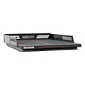 Weather Guard SB65-52-01 65 in heavy-duty sliding truck bed in matte black, hero view of the open deck, perforated guard rails and red tie-down anchors