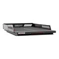 Weather Guard SB75-52-01 75 in heavy-duty sliding truck bed in matte black, hero view of the long deck, perforated guard rails and red tie-down anchors
