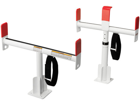 Weather Guard 1425-3 aluminum single-side service body ladder rack in brite white, studio view