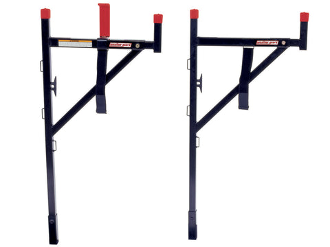 Weather Guard 1450 WEEKENDER single-side steel ladder rack in black, both uprights shown