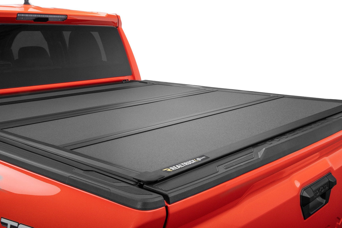 BAKFlip MX4 tonneau cover closed on the bed of a 2024 Toyota Tacoma