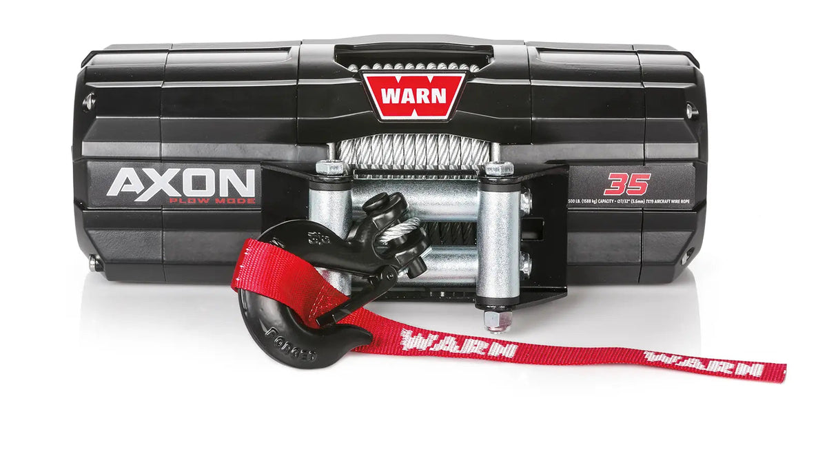 Warn AXON 35 Powersports Winch, 3,500 lb, 50' 7/32" Steel Rope and Roller Fairlead (110235)