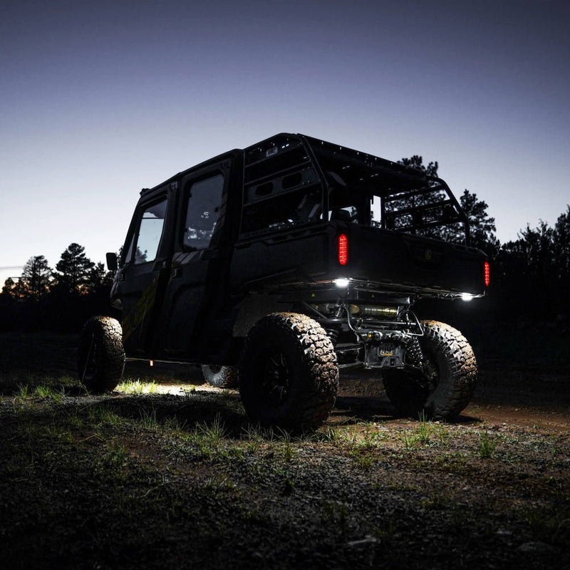 KC HiLiTES Cyclone V2 LED Light, UTV at night lit by Cyclone V2 LED rock lights