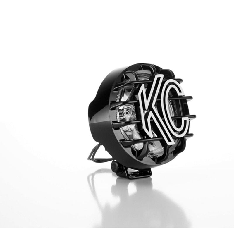KC HiLiTES Rally 400 4" Halogen Light, Rally 400 light with stone guard, side angle