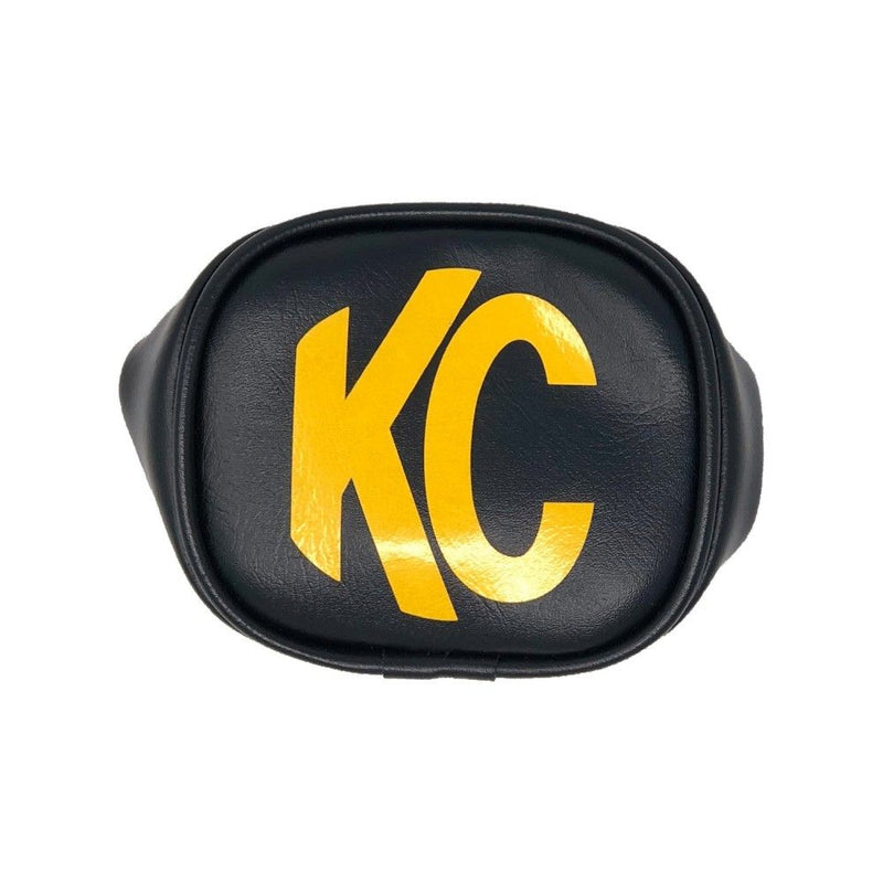 KC HiLiTES 3" Soft Vinyl Light Cover Pair, 3 inch black soft vinyl cover with yellow KC logo