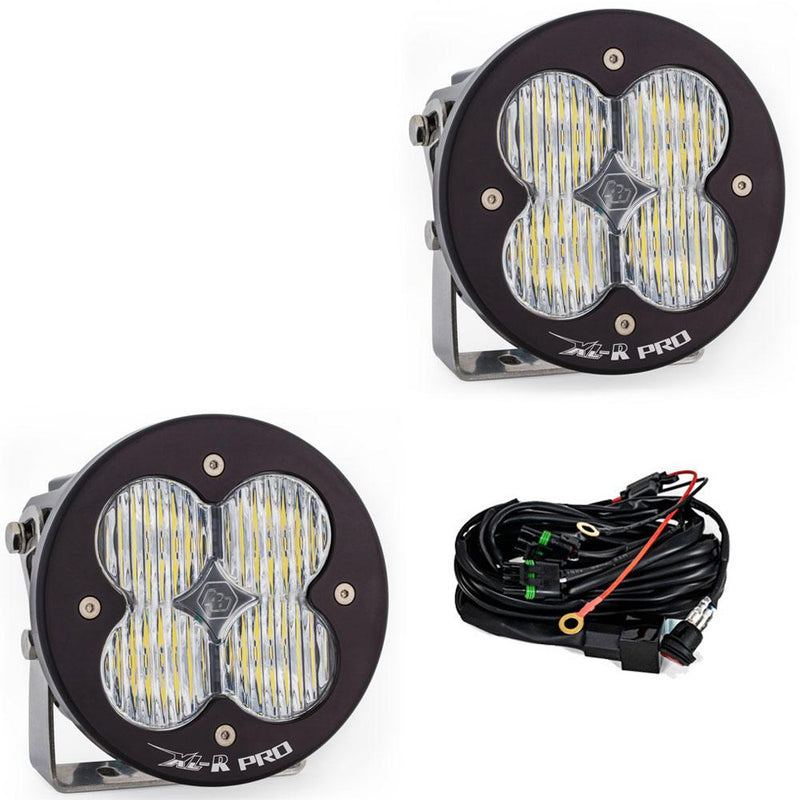 Baja Designs XL-R Pro LED Auxiliary Light Pod Pair, with Wide Cornering pattern and Clear lens, studio photo