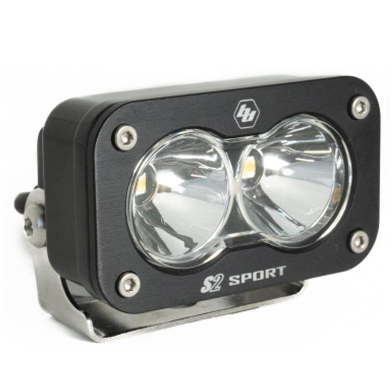 Baja Designs S2 Sport Black LED Auxiliary Light Pod, with Spot pattern and Clear lens, studio photo