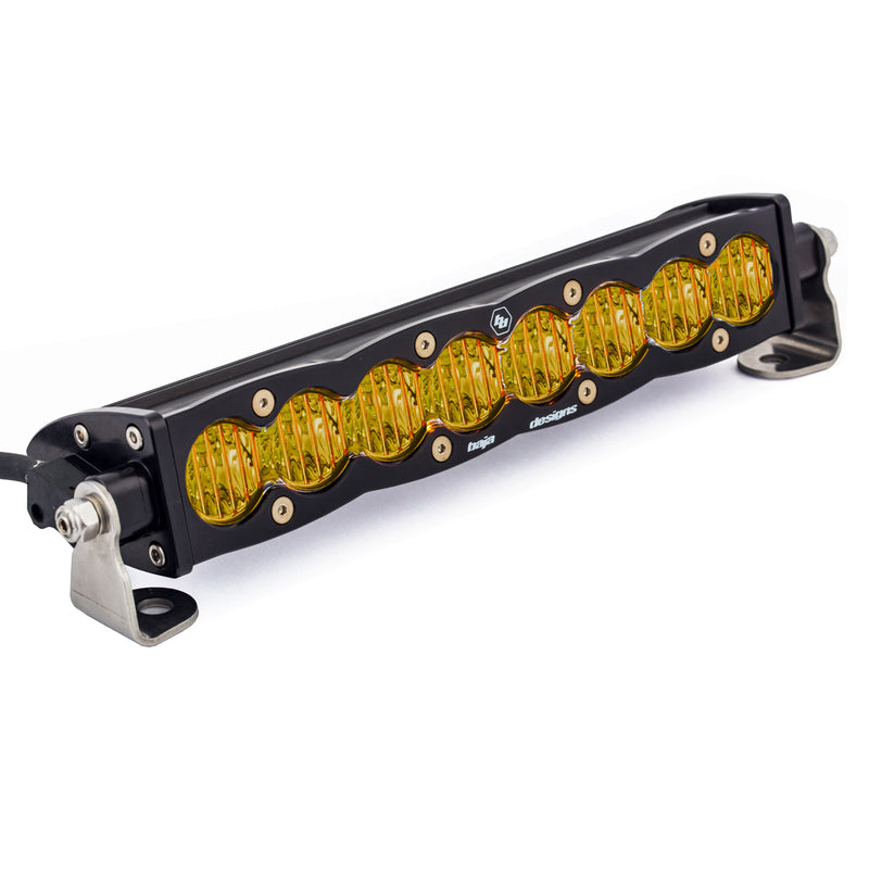 Baja Designs S8 Straight LED Light Bar, with Wide Cornering pattern, Baja Amber lens and 10" size, studio photo