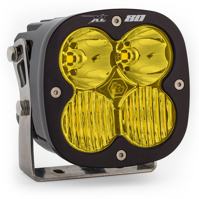 Baja Designs XL80 LED Auxiliary Light Pod, with Driving/Combo pattern and Baja Amber lens, studio photo