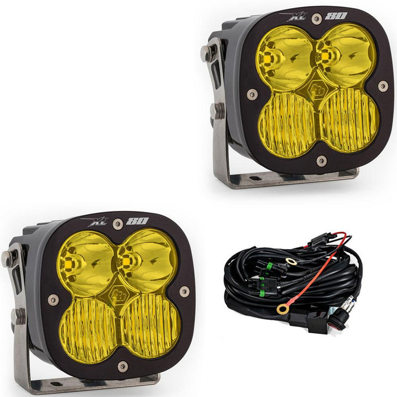 Baja Designs XL80 LED Auxiliary Light Pod Pair, with Driving/Combo pattern and Baja Amber lens, studio photo