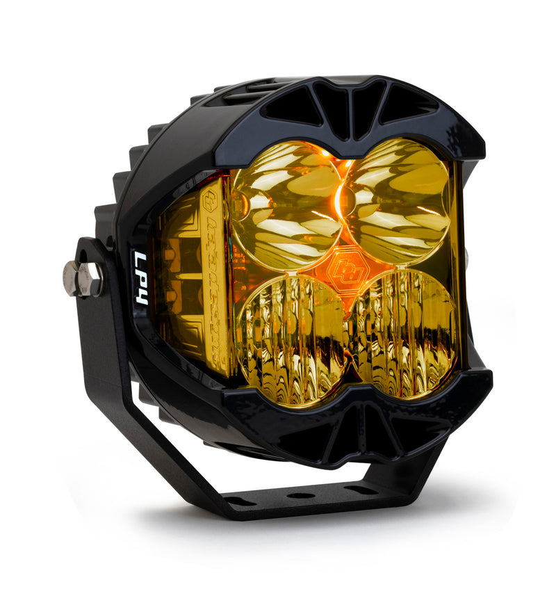 Baja Designs LP4 Pro LED Auxiliary Light Pod, with Driving/Combo pattern, Baja Amber lens and Amber backlight, studio photo