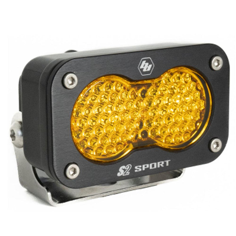 Baja Designs S2 Sport Black LED Auxiliary Light Pod, with Work/Scene pattern and Baja Amber lens, studio photo