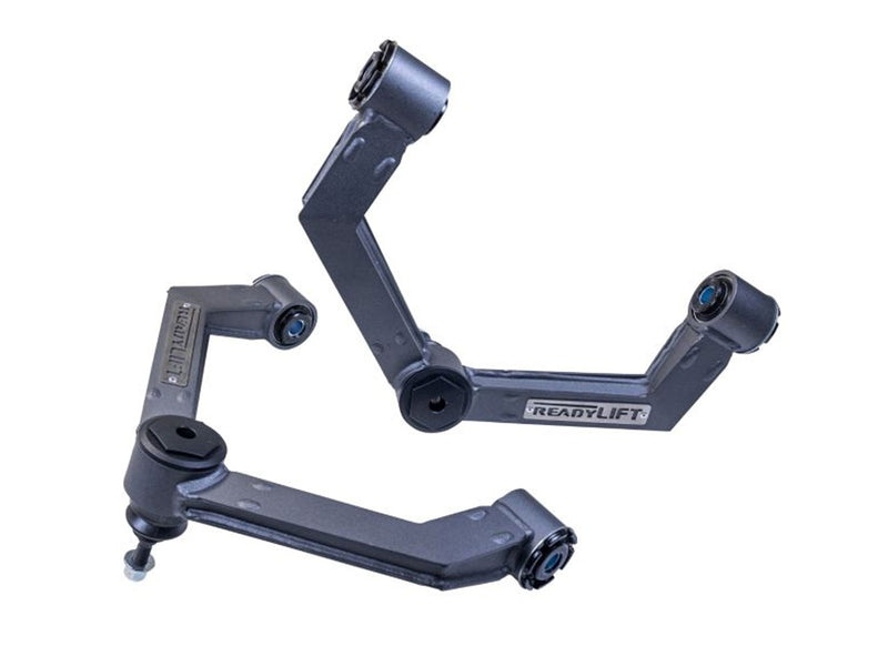 ReadyLIFT Xtreme-Duty Fabricated A-Arm Kit pair of anthracite gray fabricated upper control arms on white