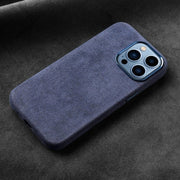 Alcantara Elegance Premium iPhone Case Luxurious Texture iphone 16 pro max blue alcantara case back
