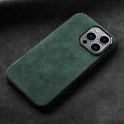 Alcantara Elegance Premium iPhone Case Luxurious Texture iphone 16 pro max green alcantara case back
