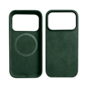 Alcantara Elegance Premium iPhone Case Luxurious Texture iphone 17 pro max green case front back magsafe