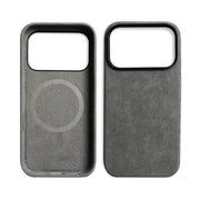 Alcantara Elegance Premium iPhone Case Luxurious Texture iphone 17 pro max light gray case front back magsafe
