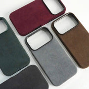 ALCANTARA ELEGANCE PREMIUM IPHONE CASE LUXURIOUS TEXTURE multiple cases brown dark gray light gray green red