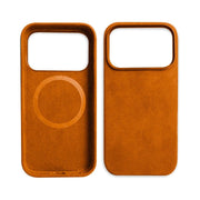 Alcantara Elegance Premium iPhone Case Luxurious Texture orange case exterior interior magsafe