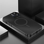 Aluminum Luxe Premium iPhone Case Snap Lock Feature black magsafe case iphone 14 pro max angled view
