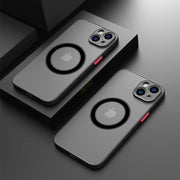 Aurora Shield Shockproof Matte iPhone Case MagSafe Compatibility iPhone 16 Pro Max black two cases angled view