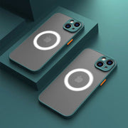 Aurora Shield Shockproof Matte iPhone Case MagSafe Compatibility iPhone 16 Pro Max dark green two cases angled view