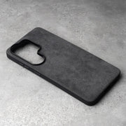 Alcantara Luxe Premium Samsung Galaxy Case Textured Finish dark gray case back side buttons