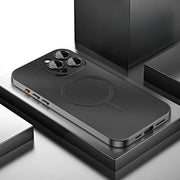 Aluminum Luxe Premium iPhone Case Snap Lock Feature black titanium case back magsafe camera control button