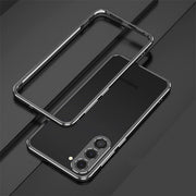 Aurum Shield Aluminum Metal Bumper Case Luxe Finish Samsung silver aluminum bumper case black Samsung phone back view