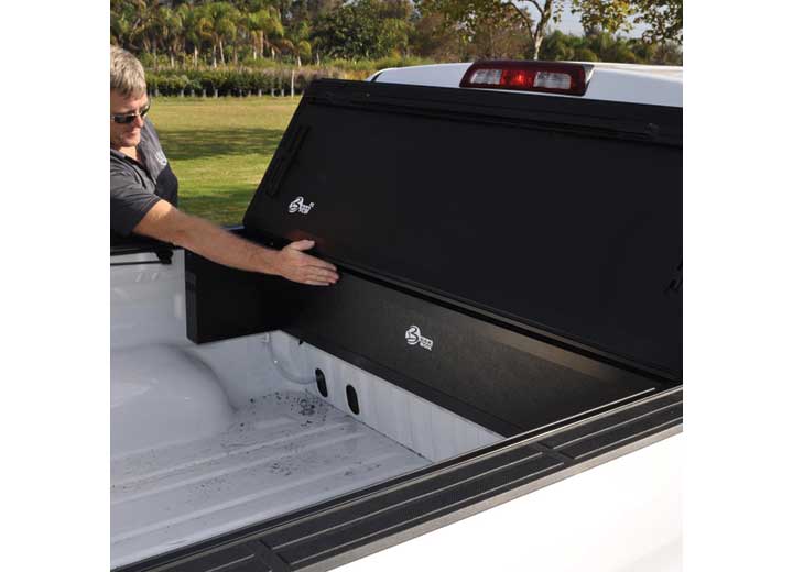 BAK BAKBox 2 shown paired with a folded BAKFlip hard folding cover in a truck bed