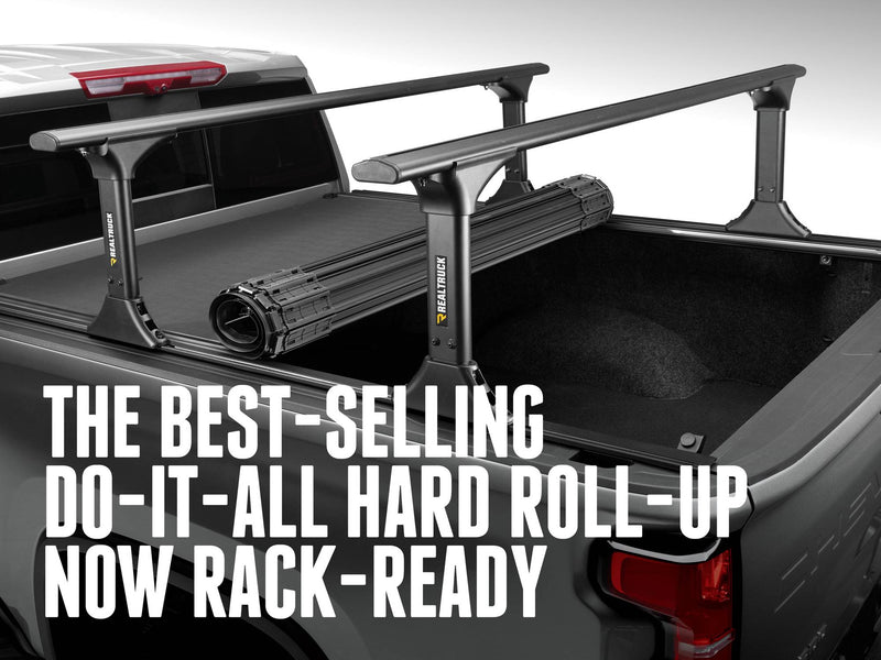 BAK Revolver X4 TS rolled forward with a T-slot bed rack still mounted