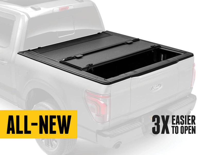 BAKFlip MX4 EZ-Lift shown in a ghosted product view with the 3X easier to open callout
